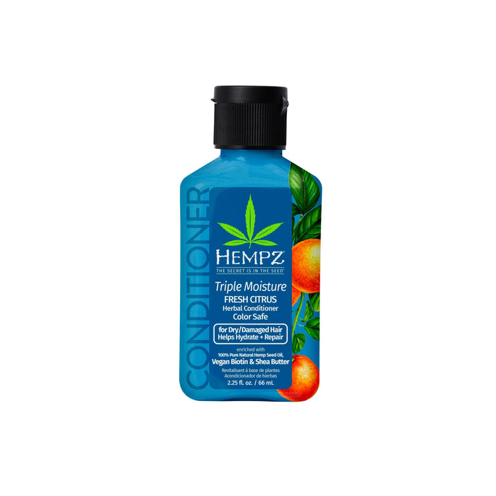 hempz couture Travel-Size Triple Moisture Fresh Citrus Herbal Conditioner with Vegan Biotin & Shea Butter for Dry/Damaged Hair