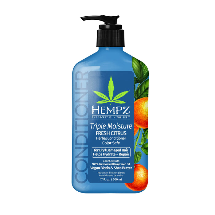 hempz couture Triple Moisture Fresh Citrus Herbal Conditioner with Vegan Biotin & Shea Butter for Dry/Damaged Hair