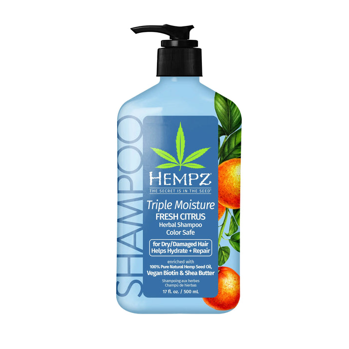 hempz couture Triple Moisture Fresh Citrus Herbal Shampoo with Vegan Biotin & Shea Butter for Dry/Damaged Hair