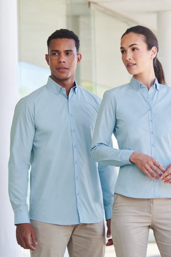 henbury H582 MEN’S LONG SLEEVED ‘COTTON FEEL’ COOLPLUS SHIRT