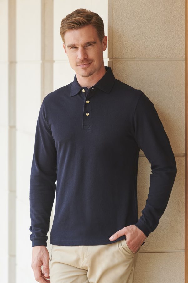 henbury H105 LONG SLEEVED POLO SHIRT