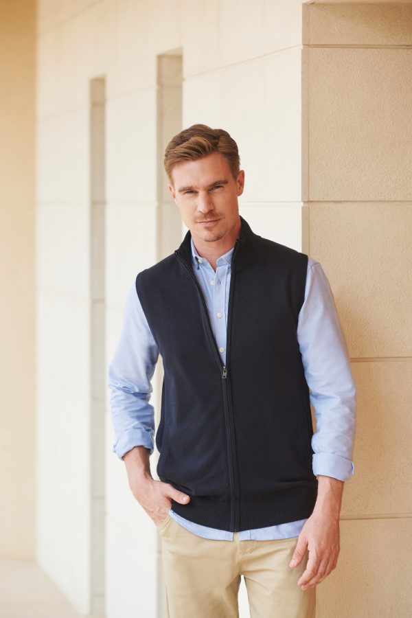 henbury H711 MEN’S SLEEVELESS ZIP THROUGH JUMPER