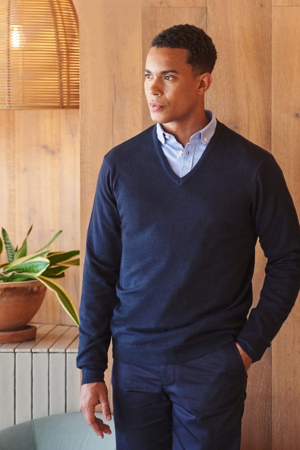 henbury H720 MEN’S 12gg V-NECK JUMPER