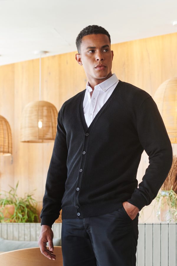 henbury H722 MEN’S V-NECK BUTTON CARDIGAN