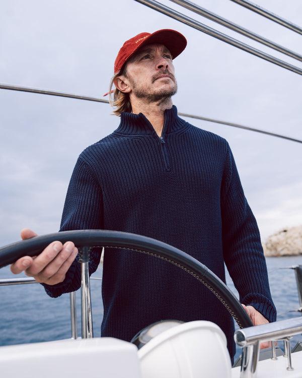 Henri Lloyd Golant Quarter Zip Ribbed Knit - Navy Blue