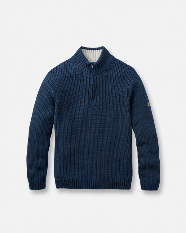 henri lloyd Golant Quarter Zip Ribbed Knit - Navy Blue