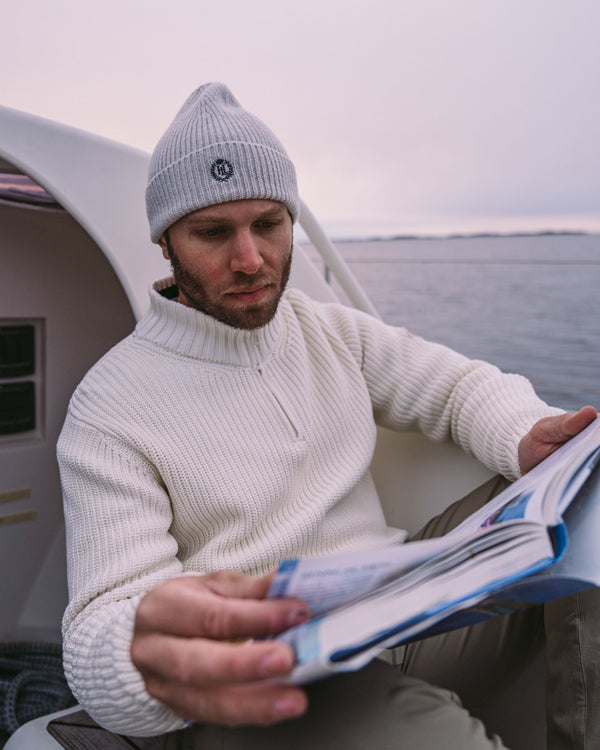 Henri Lloyd Golant Quarter Zip Ribbed Knit - Ecru