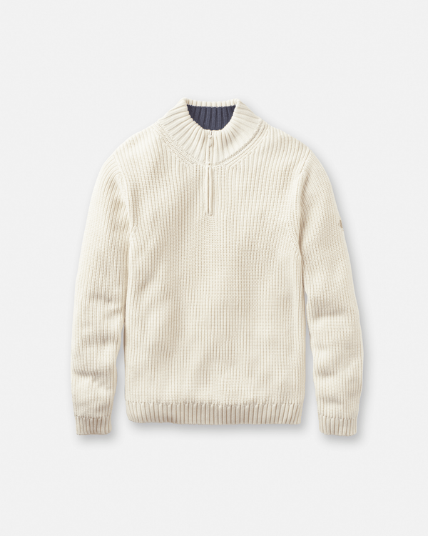 henri lloyd Golant Quarter Zip Ribbed Knit - Ecru