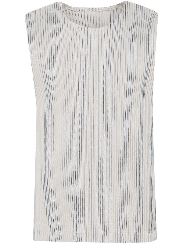 henrik vibskov AW23 Pleated Striped Vest - Grey/Black/Blue