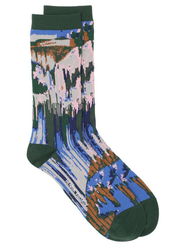 henrik vibskov Brush Strokes Socks Femme - Green Multi Brush Strokes