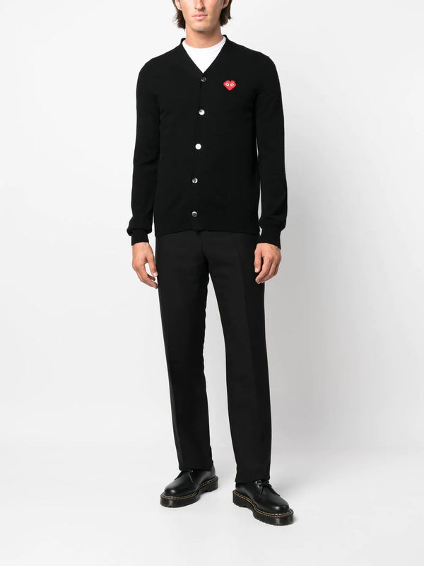 Henrik Vibskov CDG Play X Invader Mens Black Cardigan - Pixelated Heart