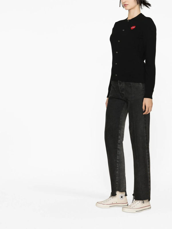 Henrik Vibskov CDG Play X Invader Womens Black Cardigan - Pixelated Heart