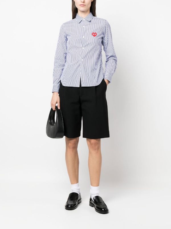 Henrik Vibskov CDG Play X Invader Womens Striped Shirt - Pixelated Heart