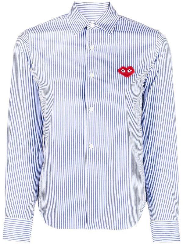 henrik vibskov CDG Play x Invader Womens Striped Shirt - Pixelated Heart