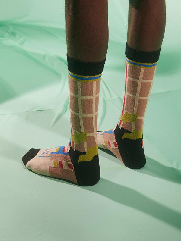 Henrik Vibskov Chopped Finger Factory Socks Homme - Blue Tan Factory