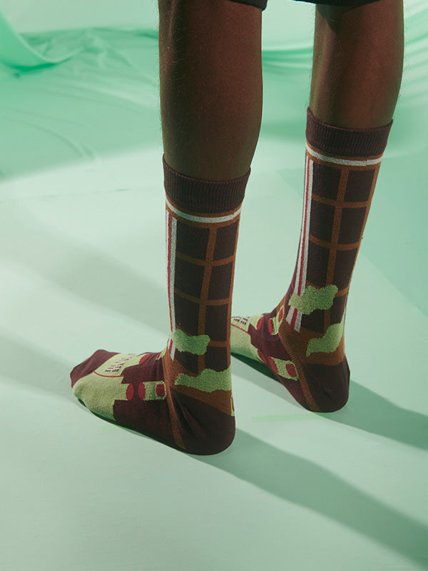 Henrik Vibskov Chopped Finger Factory Socks Homme - Brown Pistachio Factory