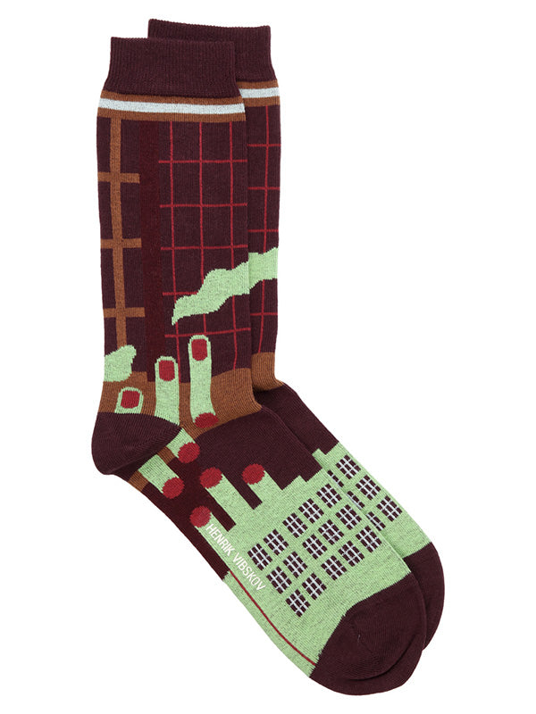 henrik vibskov Chopped Finger Factory Socks Homme - Brown Pistachio Factory