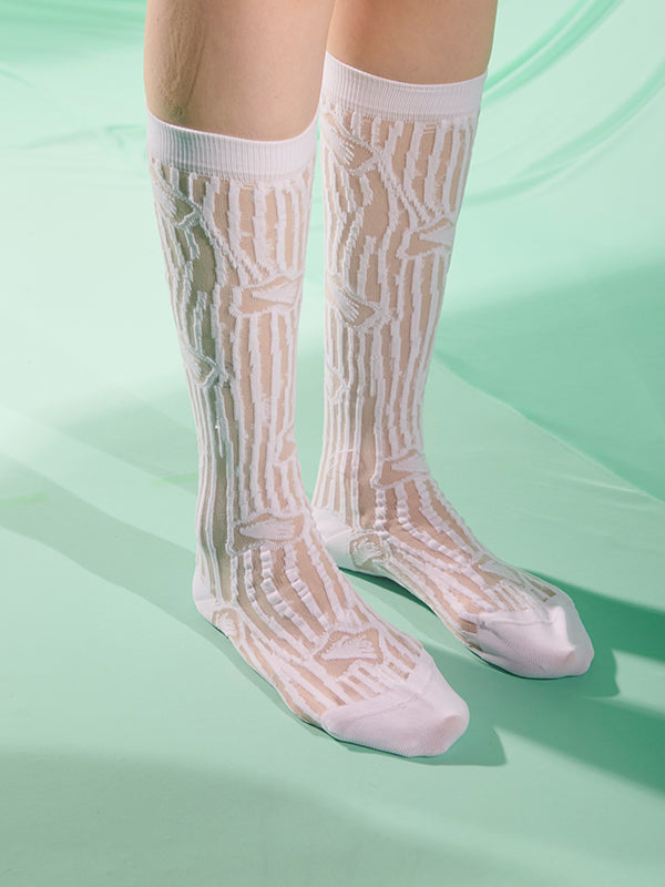 Henrik Vibskov Daffodils Transparent Socks Femme - Off White Daffodils