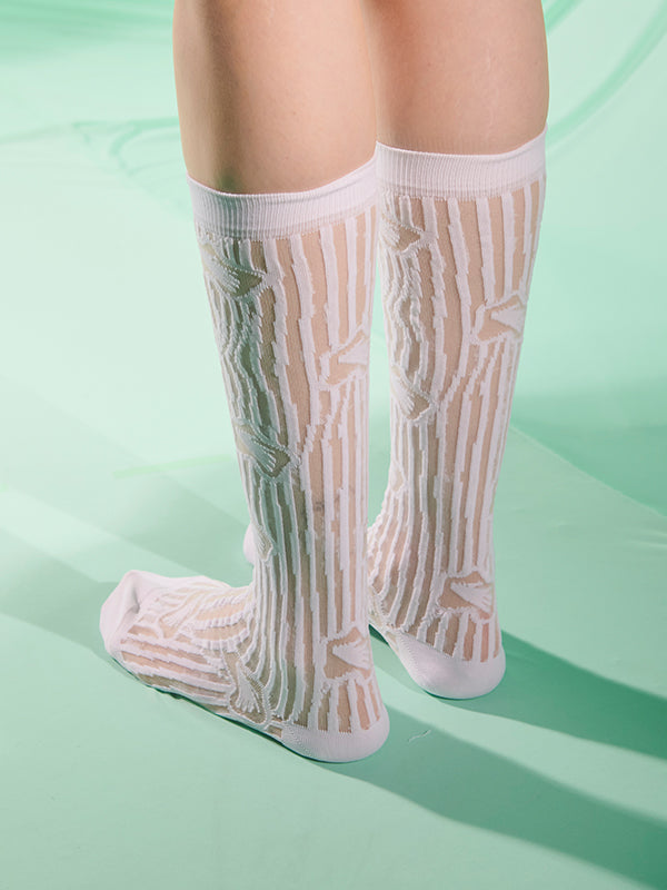 Henrik Vibskov Daffodils Transparent Socks Femme - Off White Daffodils
