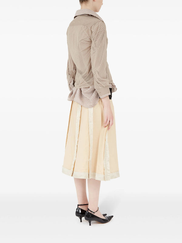 Henrik Vibskov Double Layer Long Sleeve Shirt - Camel/Tan/White