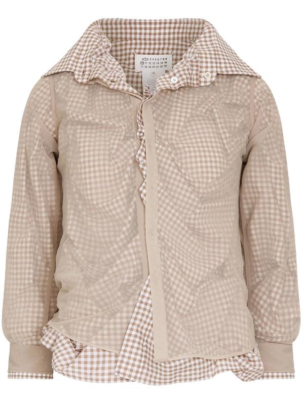 henrik vibskov Double Layer Long Sleeve Shirt - Camel/Tan/White