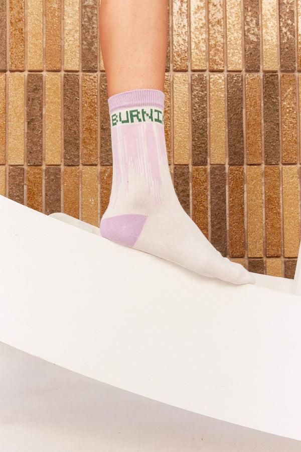 Henrik Vibskov Dripping Love Socks Femme - Purple Love Burning