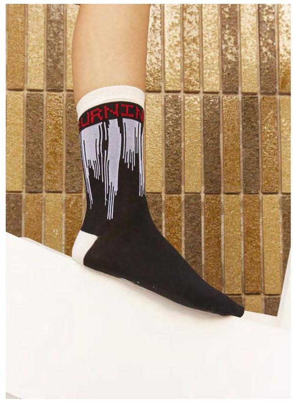 Henrik Vibskov Dripping Love Socks Femme - Red Love Burning