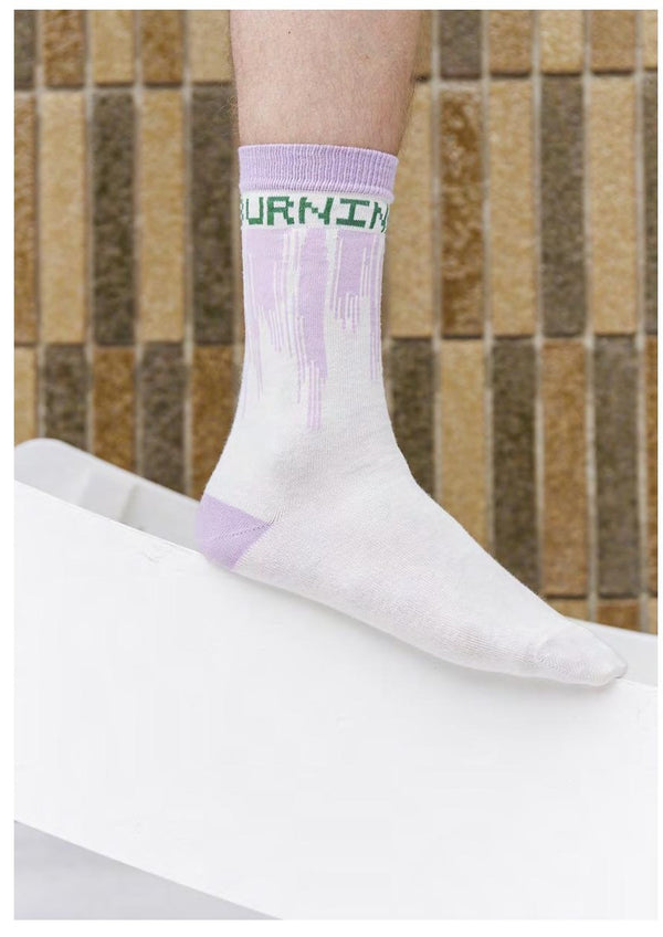 Henrik Vibskov Dripping Love Socks Homme - Purple Love Burning