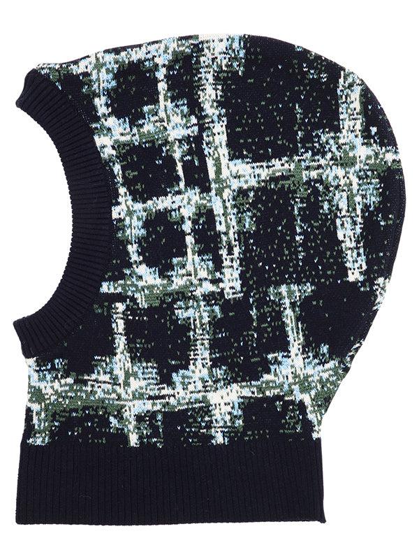 henrik vibskov Dusk Knit Balaclava - Black Shibori Checks