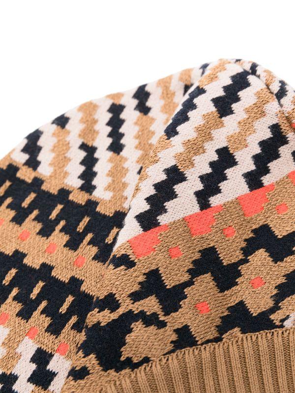Henrik Vibskov Dusk Knit Balaclava - Orange Mixed Checks