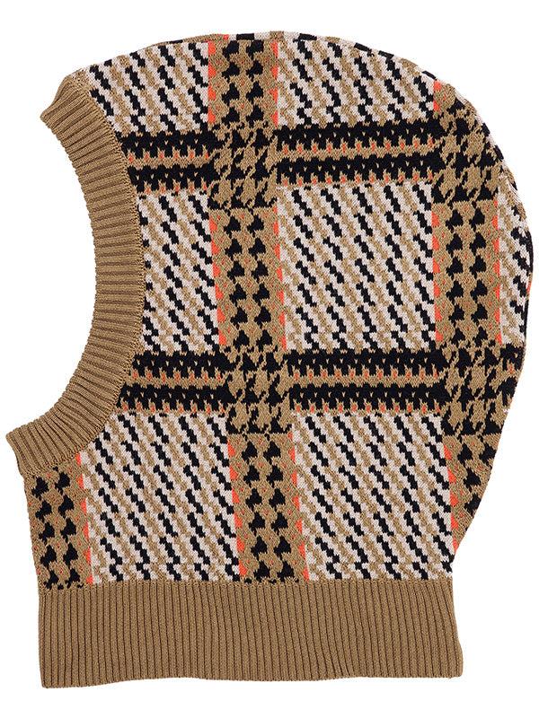 henrik vibskov Dusk Knit Balaclava - Orange Mixed Checks