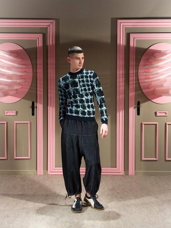 Henrik Vibskov Dusk Knitted Blouse - Black Shibori Checks