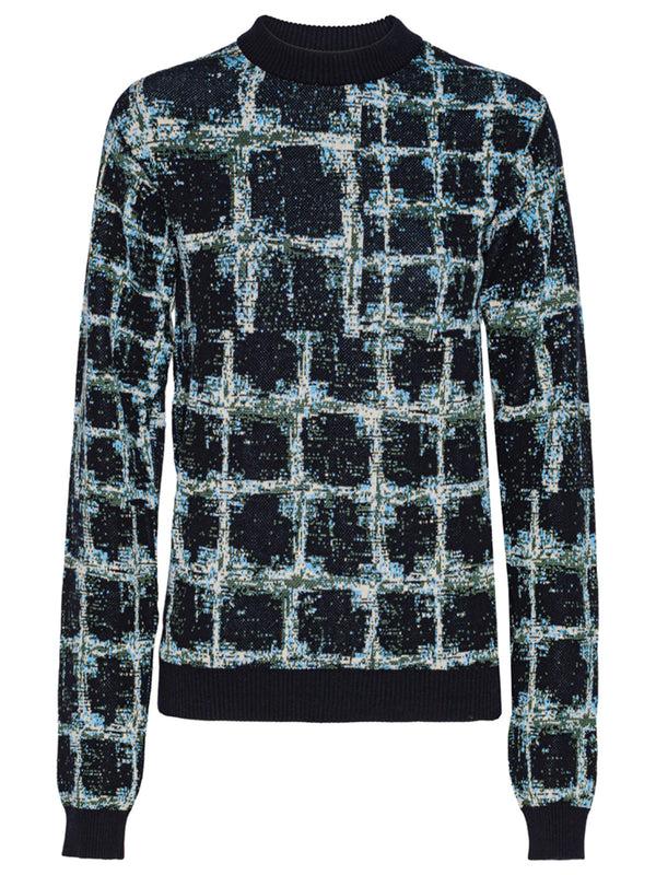 henrik vibskov Dusk Knitted Blouse - Black Shibori Checks