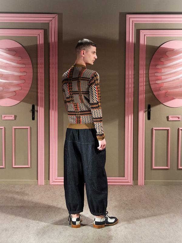 Henrik Vibskov Dusk Knitted Blouse - Orange Mixed Checks