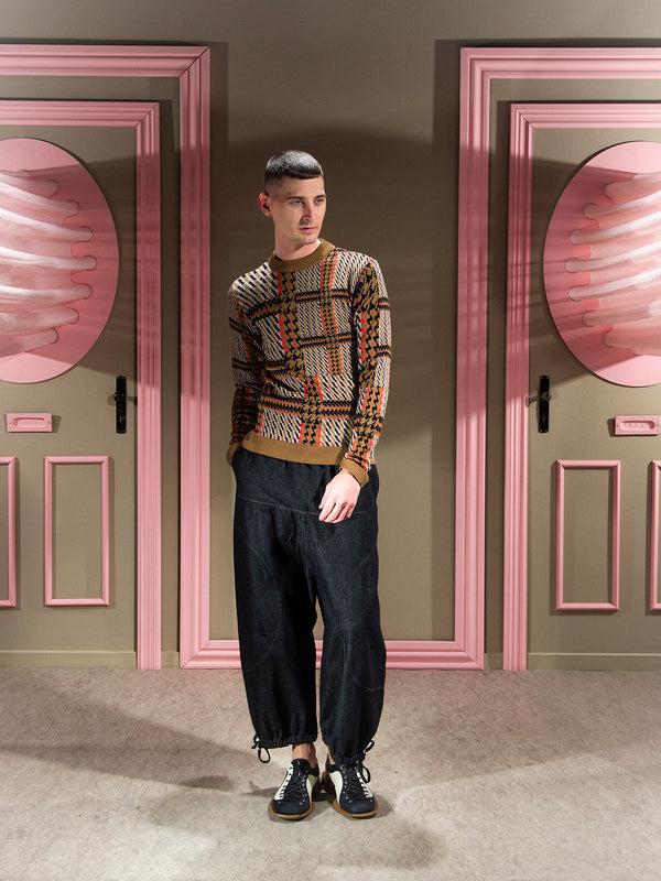 Henrik Vibskov Dusk Knitted Blouse - Orange Mixed Checks