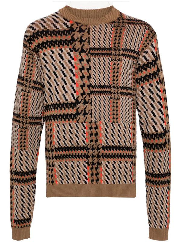 henrik vibskov Dusk Knitted Blouse - Orange Mixed Checks