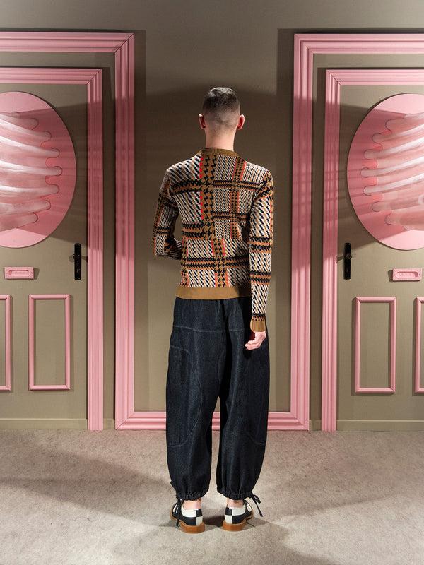 Henrik Vibskov Dusk Knitted Blouse - Orange Mixed Checks