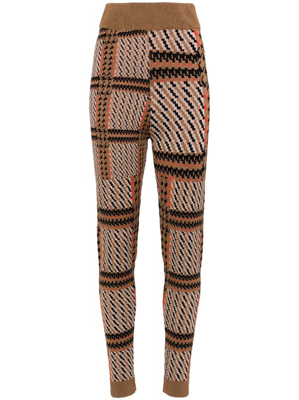 henrik vibskov Dusk Knitted Pants - Orange Mixed Checks