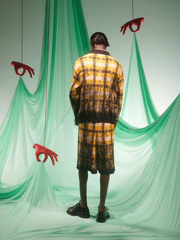 Henrik Vibskov Faded Knit Jumper - Blurry Black Yellow Check