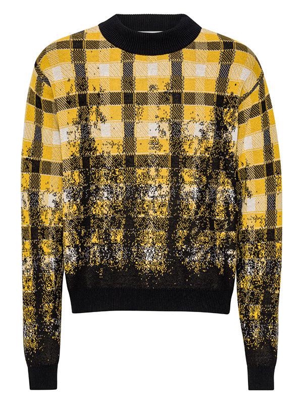 henrik vibskov Faded Knit Jumper - Blurry Black Yellow Check