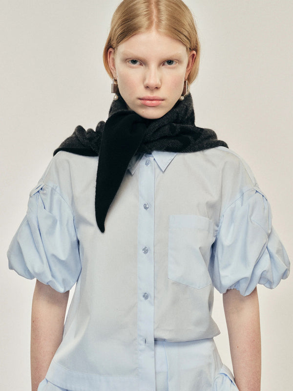 Henrik Vibskov Graphic Logo Knit Neckerchief With Embroidery – Black/Charcoal/Jet