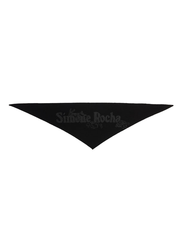 henrik vibskov Graphic Logo Knit Neckerchief with Embroidery – Black/Charcoal/Jet