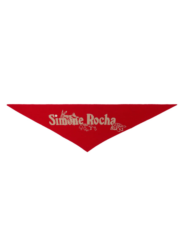 henrik vibskov Graphic Logo Knit Neckerchief with Embroidery – Red/Oat/Pearl
