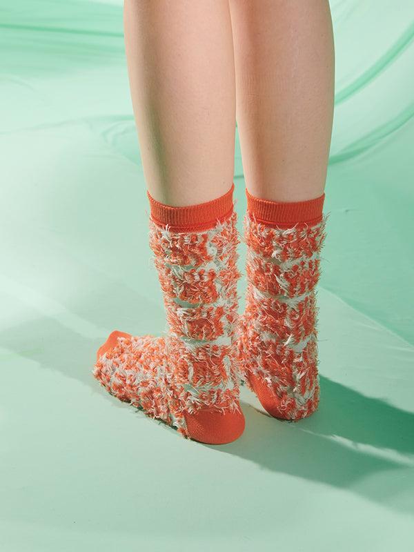 Henrik Vibskov Hairy Handsome Chair Socks Femme - Orange Hairy Chair