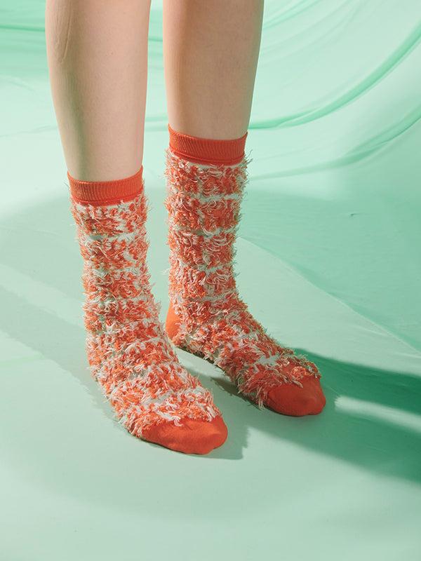 Henrik Vibskov Hairy Handsome Chair Socks Femme - Orange Hairy Chair