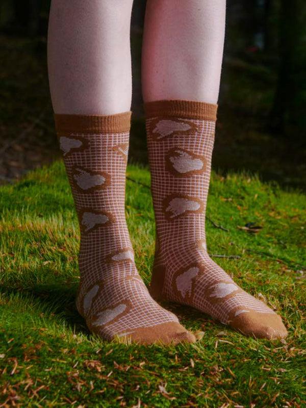 Henrik Vibskov Hand Jelly Socks Femme - Brown Pink Grid