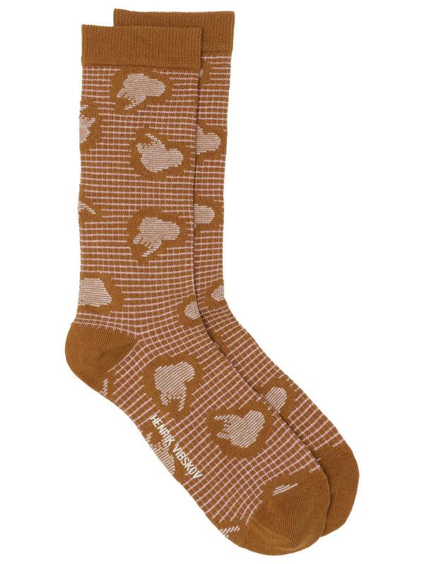 henrik vibskov Hand Jelly Socks Femme - Brown Pink Grid