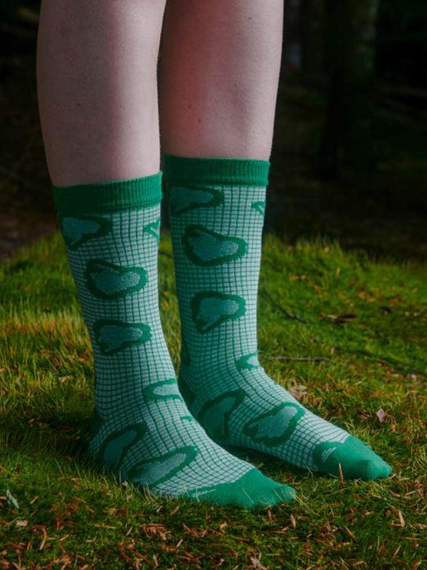 Henrik Vibskov Hand Jelly Socks Femme - Green Blue Grid