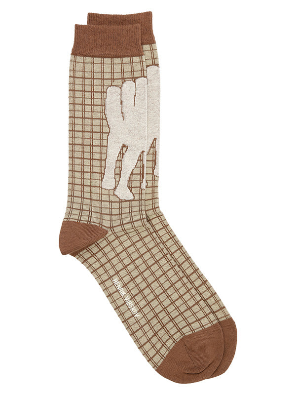 henrik vibskov Handfeet Chair Socks Homme - Beige Chair Brown Checks
