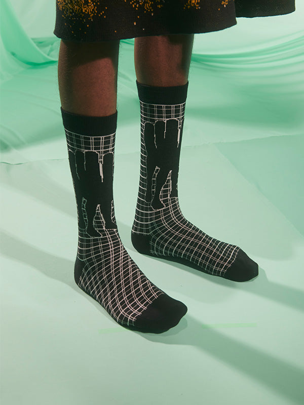 Henrik Vibskov Handfeet Chair Socks Homme - Black Chair White Checks